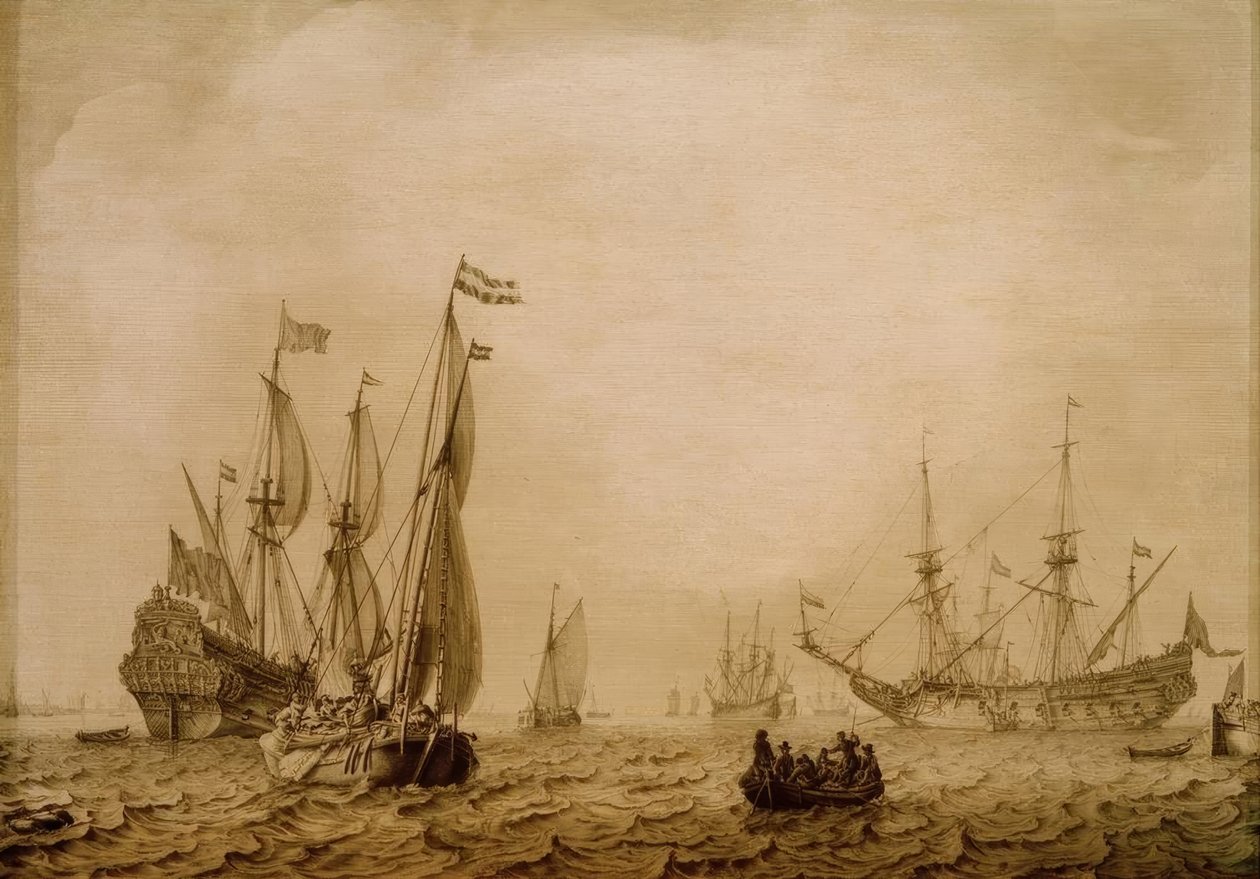 Schiffe auf der Reede von Vlissingen (?) tekijältä Ludolf Backhuysen