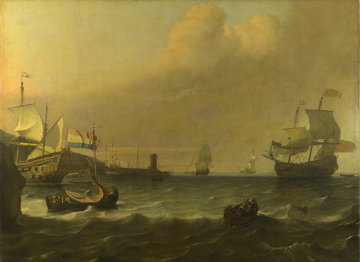 Hollantilaiset sotamiehet saapuvat Välimeren satamaan, 1681 tekijältä Ludolf Bakhuizen