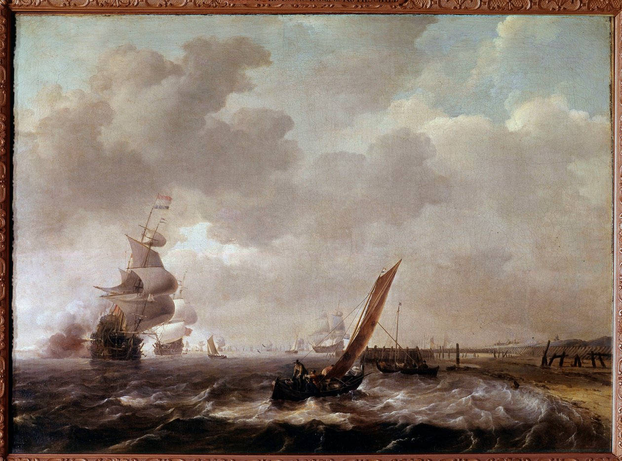 Meri Helderissä Hollannissa Ludolf Backhuysenin maalaus (1631-1708) tekijältä Ludolf I Backhuysen