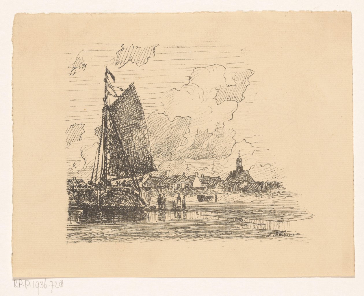 Bomschuit Noordwijk aan Zeen rannalla tekijältä Ludolph Berkemeier (signed by artist)