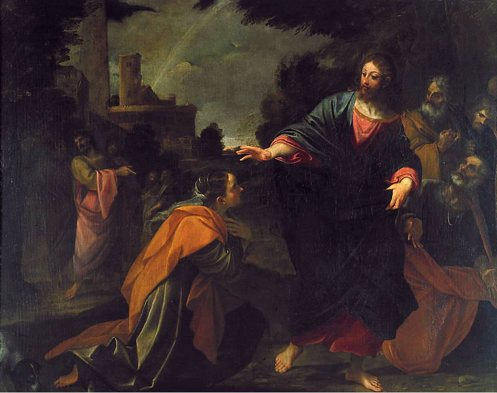 Kristus ja kanaanilainen nainen tekijältä Ludovico Carracci