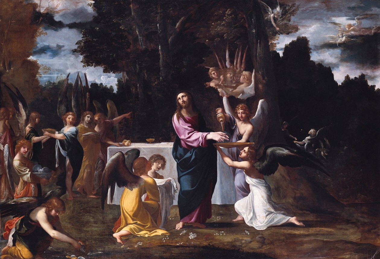 Kristus erämaassa, enkelien palveluksessa tekijältä Ludovico Carracci