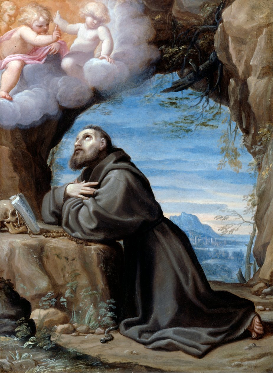 Pyhä Franciscus meditaatiossa tekijältä Ludovico Carracci