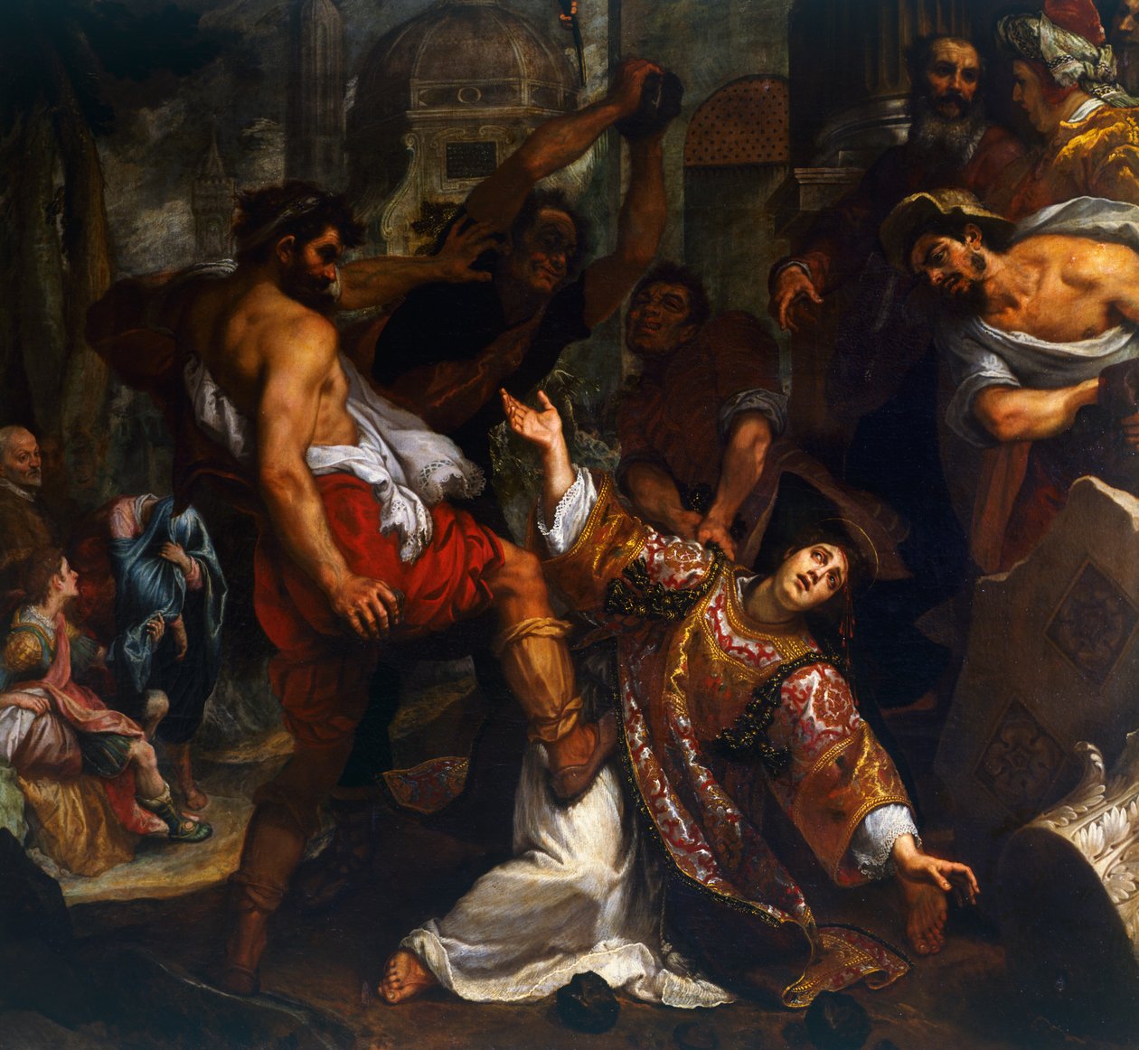 Pyhän Tapanin marttyyrikuolema, Ludovico Cardi, joka tunnetaan nimellä il Cigoli (1559-1613), maalaus. tekijältä Ludovico Cardi