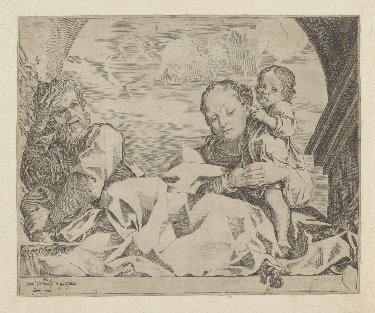 Pyhä perhe kaaren alla tekijältä Ludovico Carracci