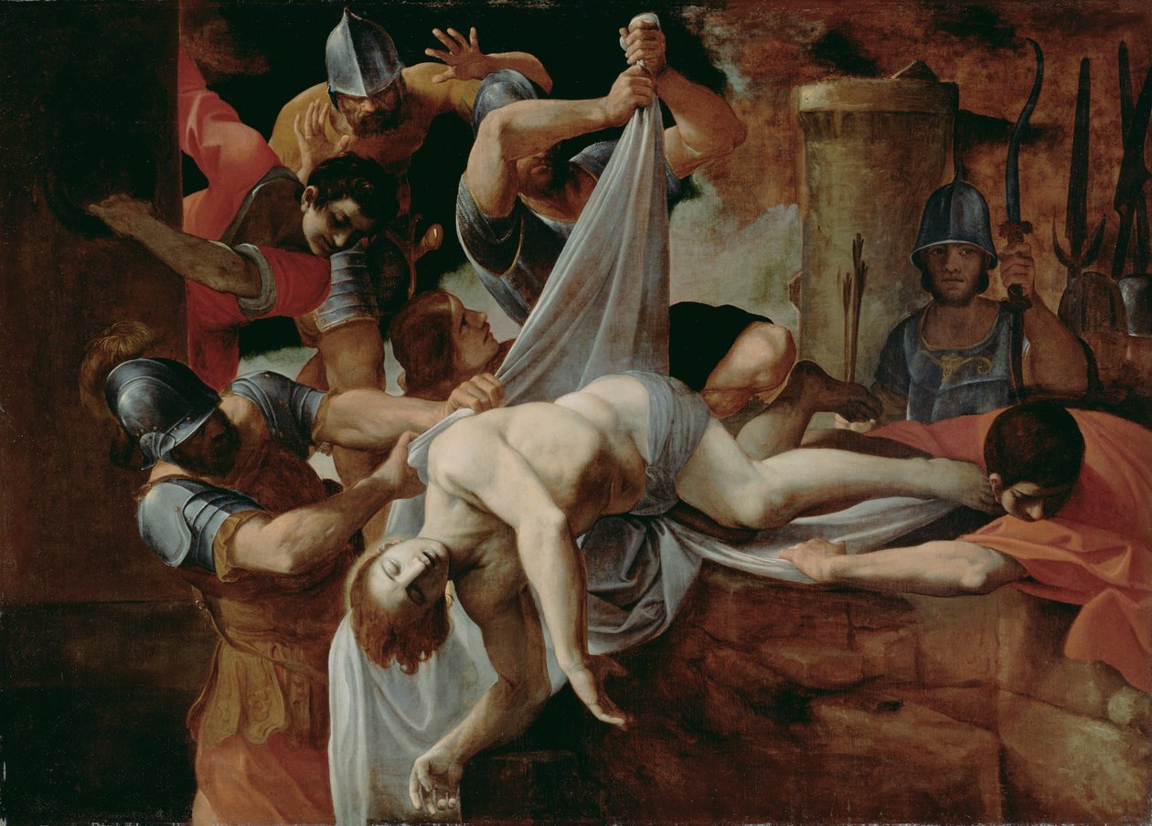 Pyhä Sebastian heitetään Cloaca Maxima -kanavaan. tekijältä Ludovico Carracci
