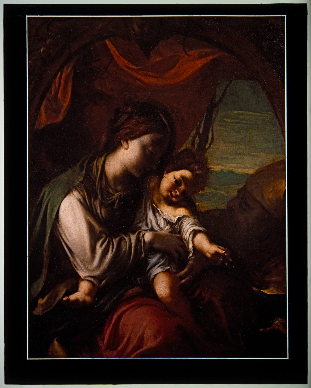 Madonna ja lapsi sekä Pyhä Antonius Abbott (paneeli) tekijältä Ludovico Carracci