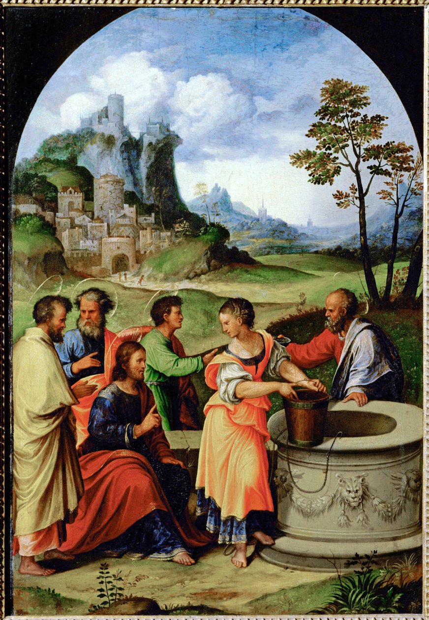 Kristus ja samarialainen nainen tekijältä Ludovico Mazzolino
