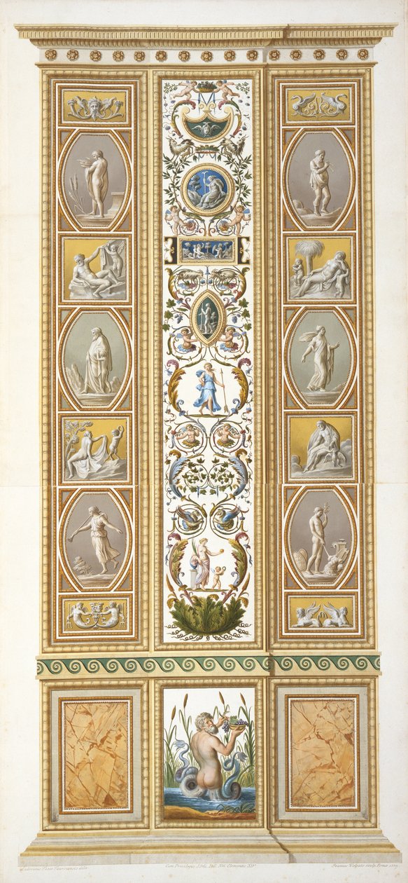 Paneeli Raphael Loggiasta Vatikaanista, "Delle Loggie di Rafaele nel Vaticano", kaiverrus Giovanni Volpato (1735-1803), 1774, julkaistu n. 1774-77 (käsinvärinen kaiverrus) tekijältä Ludovicus Tesio Taurinensis