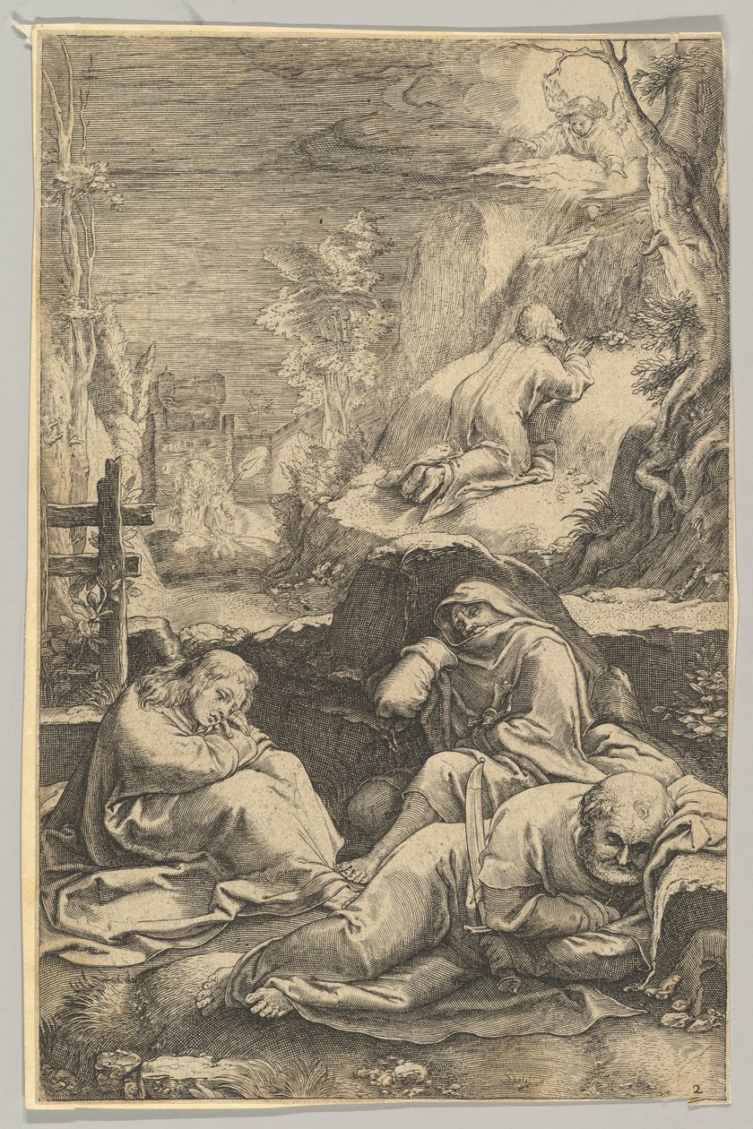 Agony in the Garden, kirjasta The Passion of Christ, n. 1623. tekijältä Ludovicus Siceram