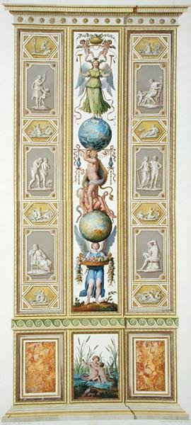 Paneeli Raphael Loggiasta Vatikaanista, "Delle Loggie di Rafaele nel Vaticano", kaiverrettu Giovanni Volpato (1735-1803) tekijältä Ludovicus Tesio (after) Taurinensis
