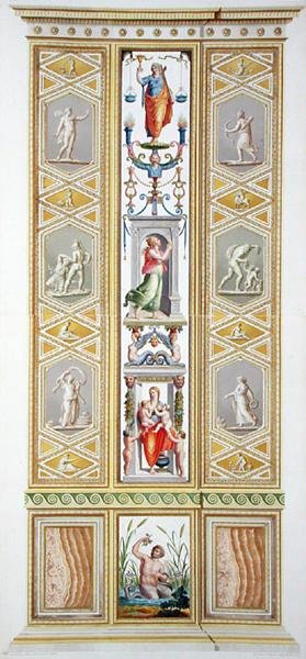 Paneeli Raphael Loggiasta Vatikaanista, "Delle Loggie di Rafaele nel Vaticano", kaiverrettu Giovanni Volpato (1735-1803) tekijältä Ludovicus Tesio (after) Taurinensis