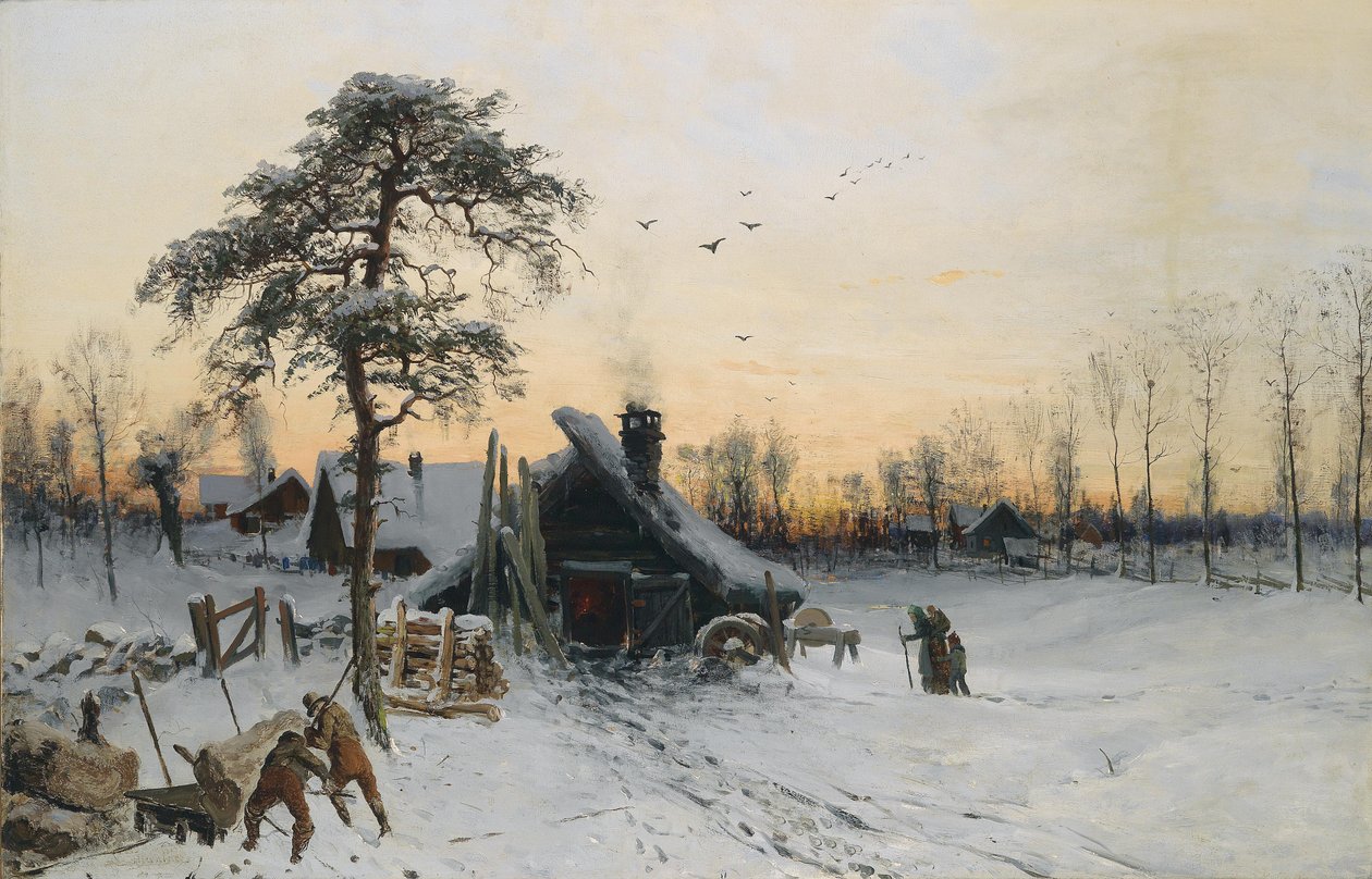 Winterlandschaft im Abendlicht tekijältä Ludvig Munthe