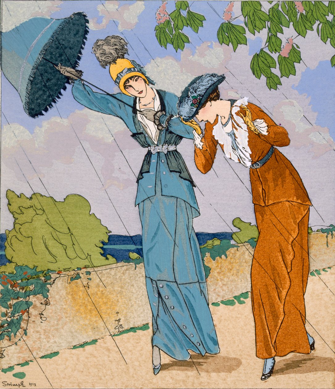 "Giboulee", levy VII Gazette du Bon Tonista, nro. 6. huhtikuuta 1913 (väri litho) tekijältä Ludvik Strimpl