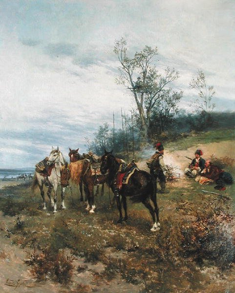 laiduntaminen, n. 1890 (öljy kankaalle) tekijältä Ludwick Gedleck