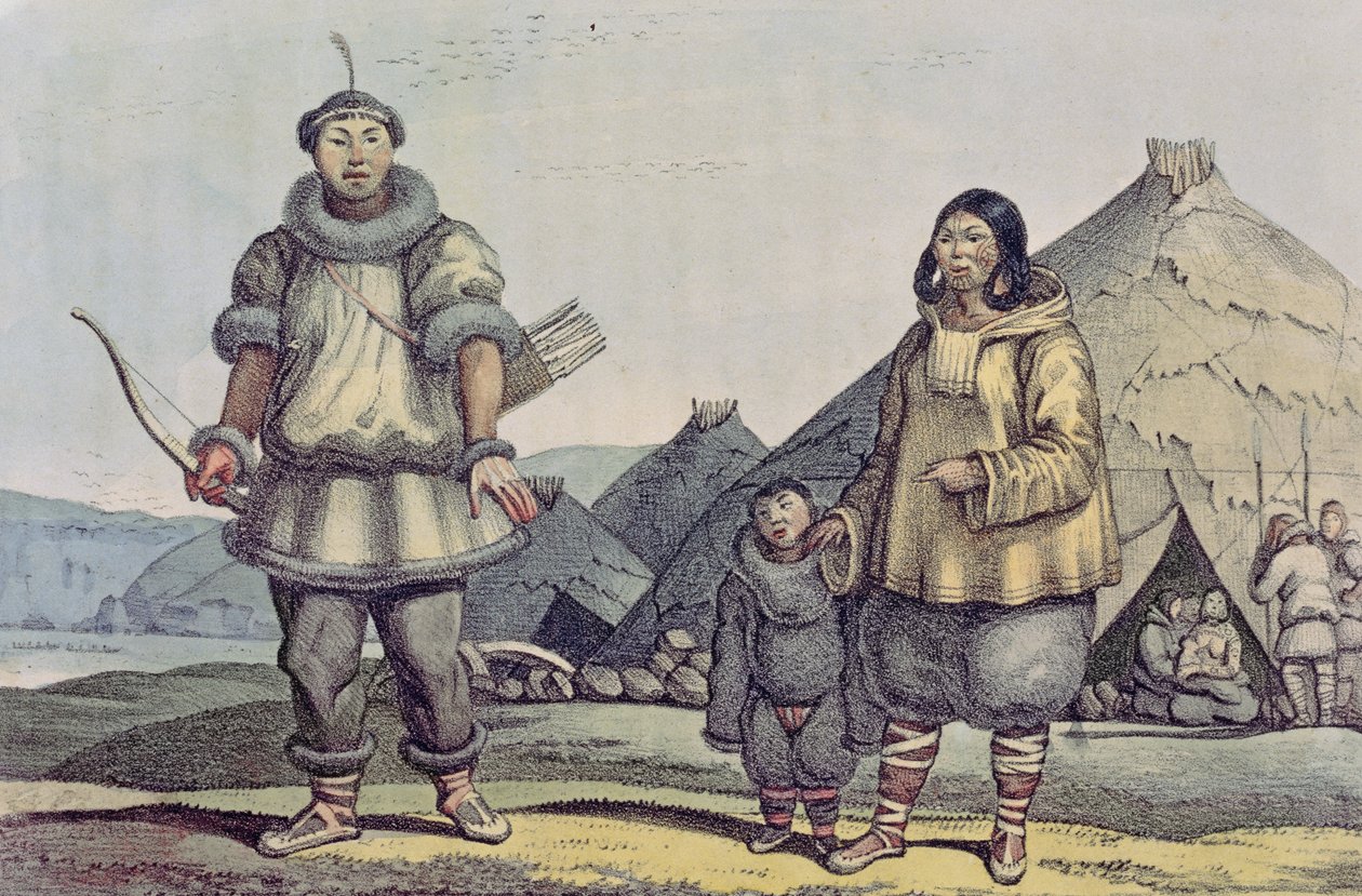 Tšukchit ja heidän kotinsa, "Voyage Pittoresque Autour Du Monde", 1822 tekijältä Ludwig Choris