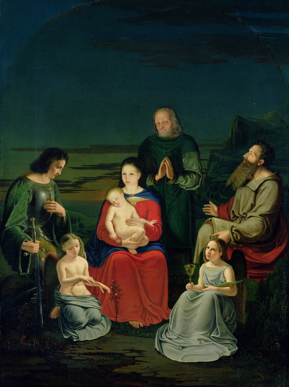 Pyhä perhe enkelien ja pyhien kanssa, n. 1824 tekijältä Ludwig Emil Grimm