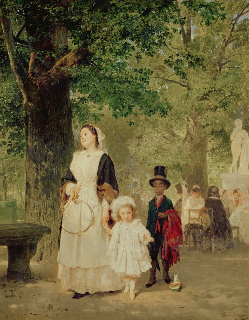 Promenade Tuileries Gardensissa, 1855 tekijältä Ludwig Knaus