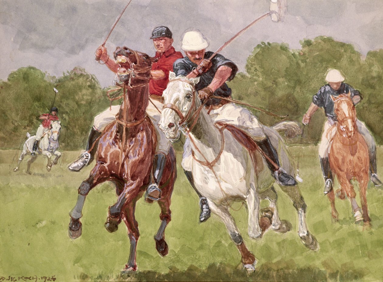 Riding Off, 1925 (wc ja guassi paperilla) tekijältä Ludwig Koch