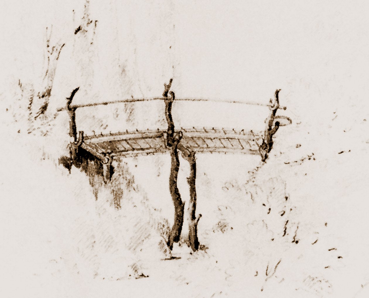 Knüppelholzbrücke, Entwurf von Persius für den Park Klein-Glienicke tekijältä Ludwig Persius
