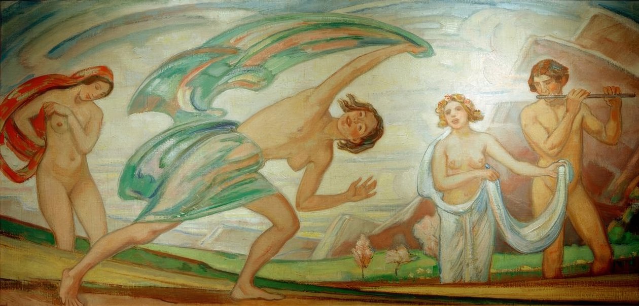 Frühling mit Tänzern tekijältä Ludwig von Hofmann