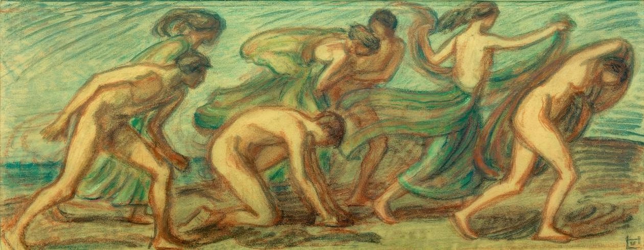 Sieben Schreitende mit Tüchern tekijältä Ludwig von Hofmann