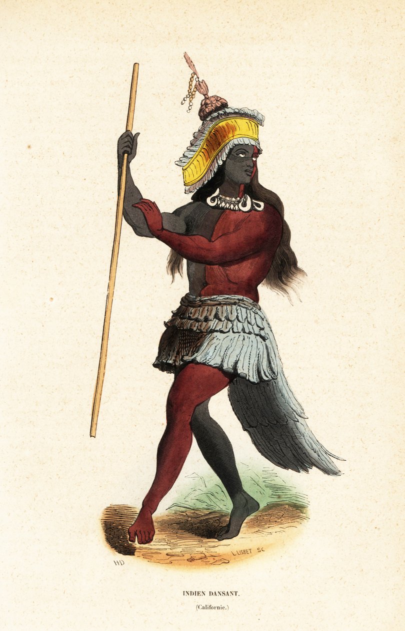 Man of the Ohlone tai Costanoan People tanssii Mission San Franciscossa tekijältä Ludwig Choris