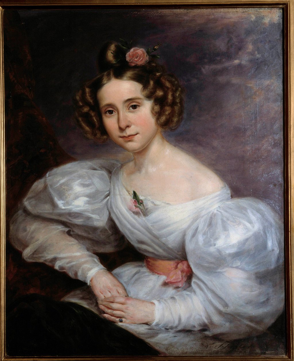 Nuoren naisen muotokuva Auguste Schitterin (1805-1889) maalaus 1800-luvun Orleans, Kuvataidemuseo tekijältä Ludwig August or Louis August Schwiter
