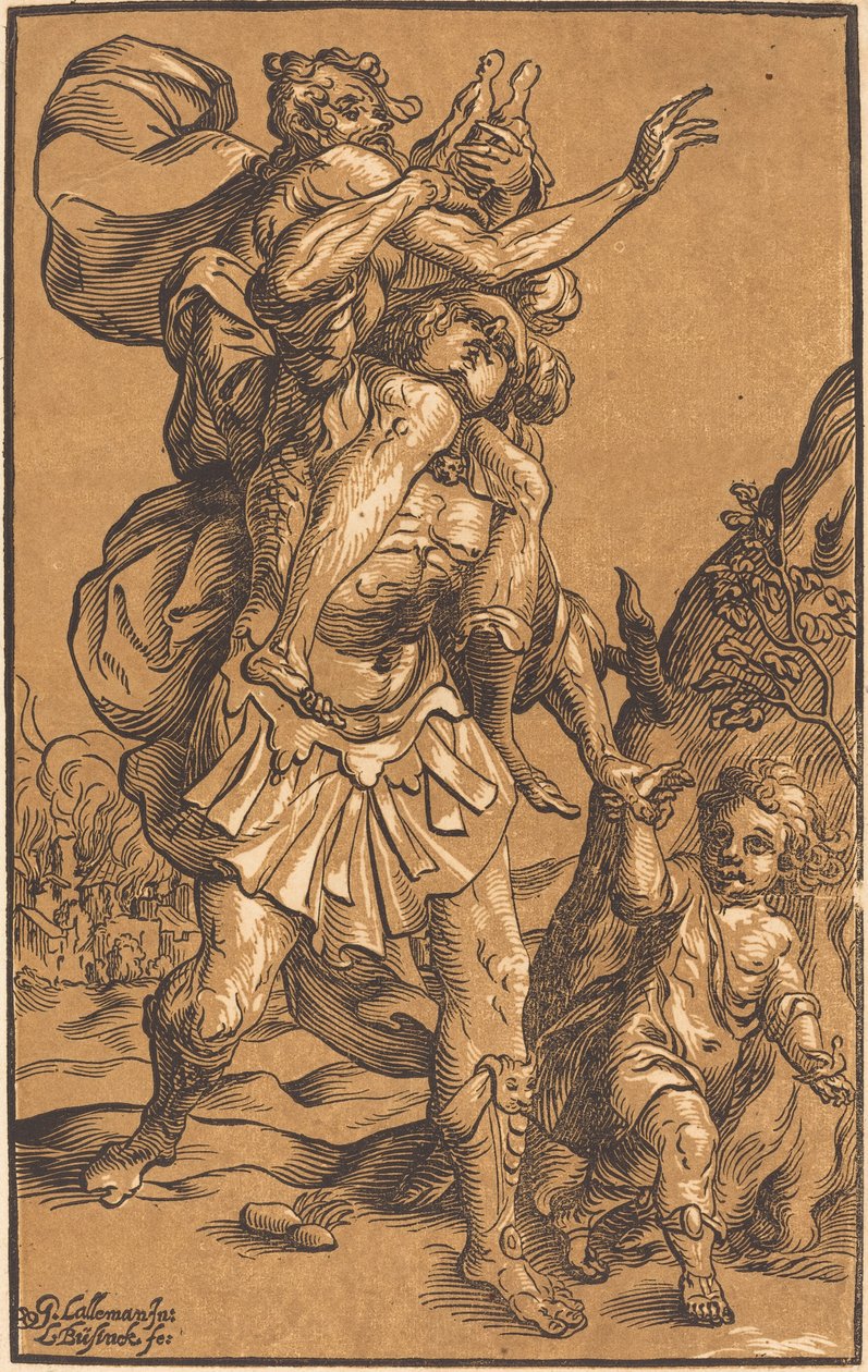 Aeneas pelastaa isänsä Troijasta tekijältä Ludwig Büsinck after Georges Lallemand