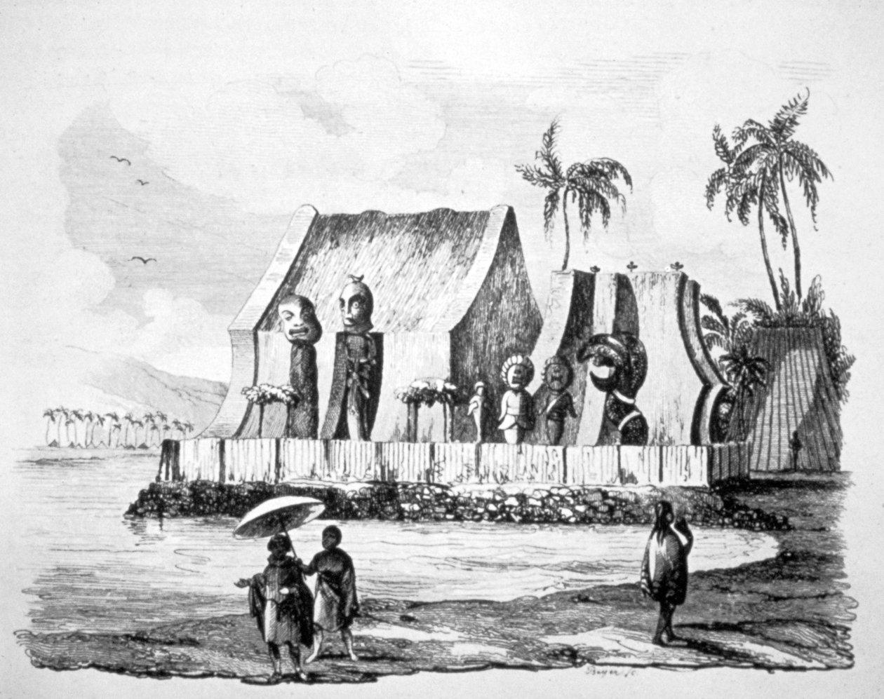 Kuninkaiden temppeli Tiritatean lahdella, c1746-1830 tekijältä Ludwig Choris
