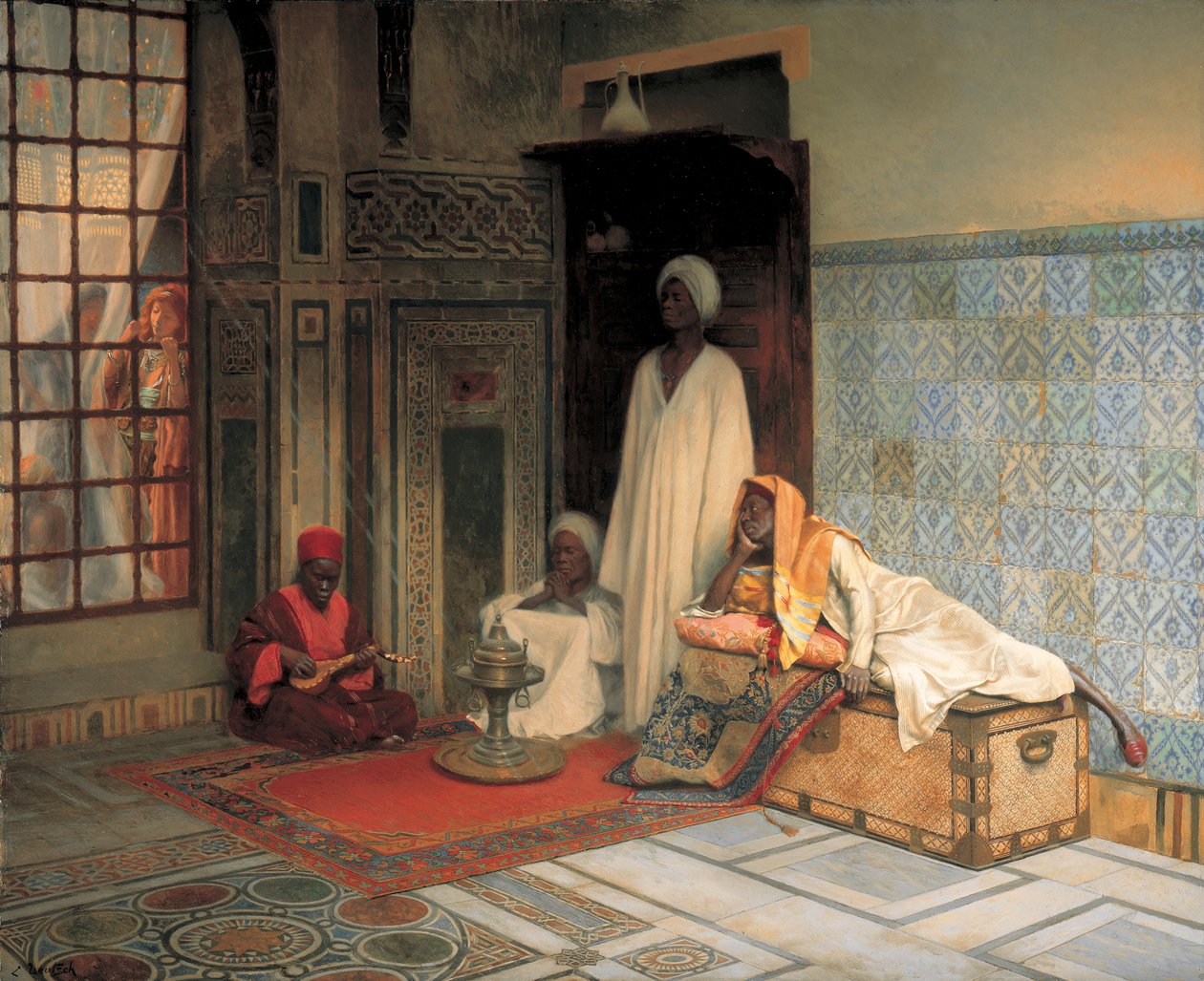 The Guards of the Harem (öljy paneelissa) tekijältä Ludwig Deutsch