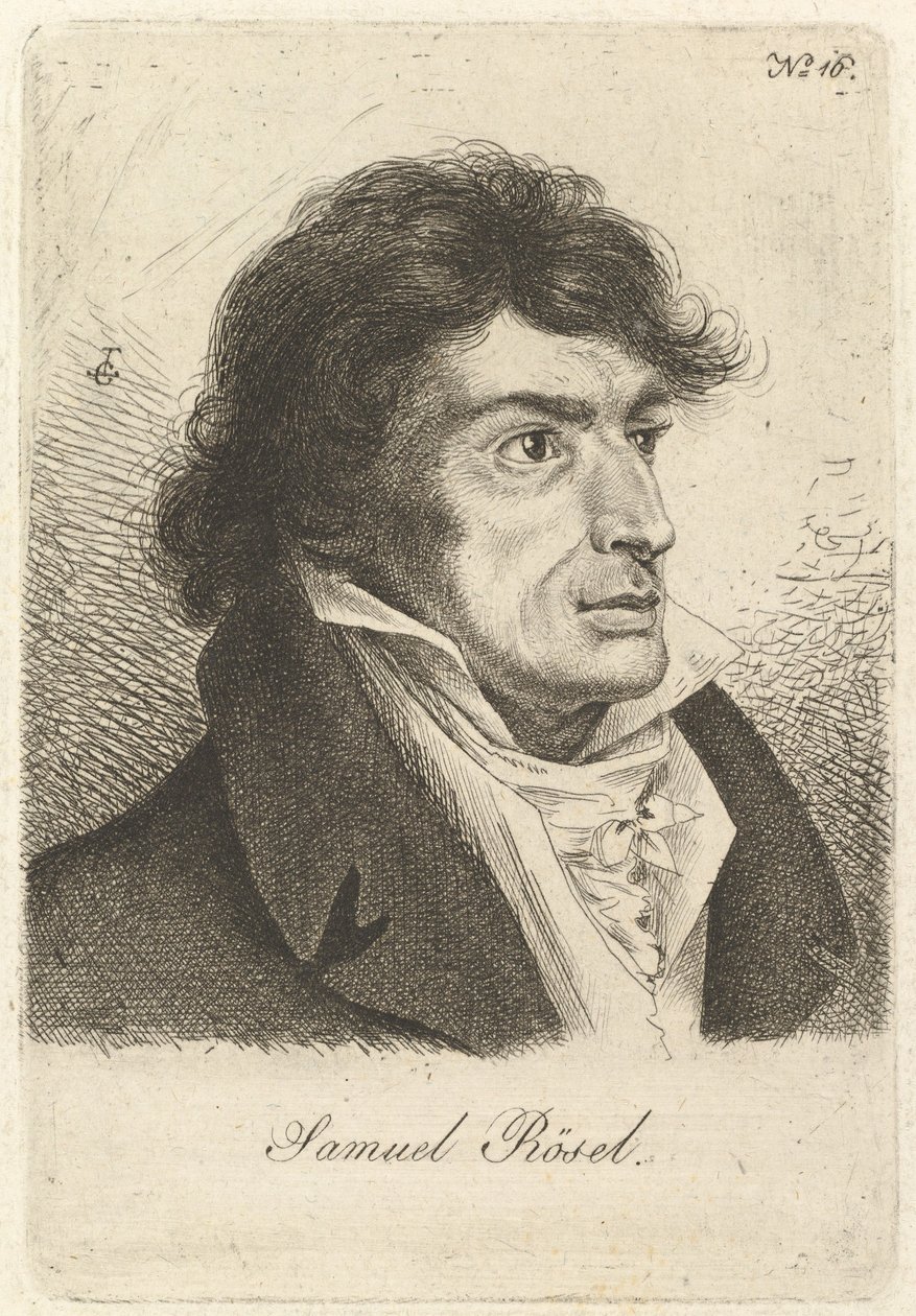 Johann Gottlieb Samuel Röselin muotokuva. tekijältä Ludwig Emil Grimm