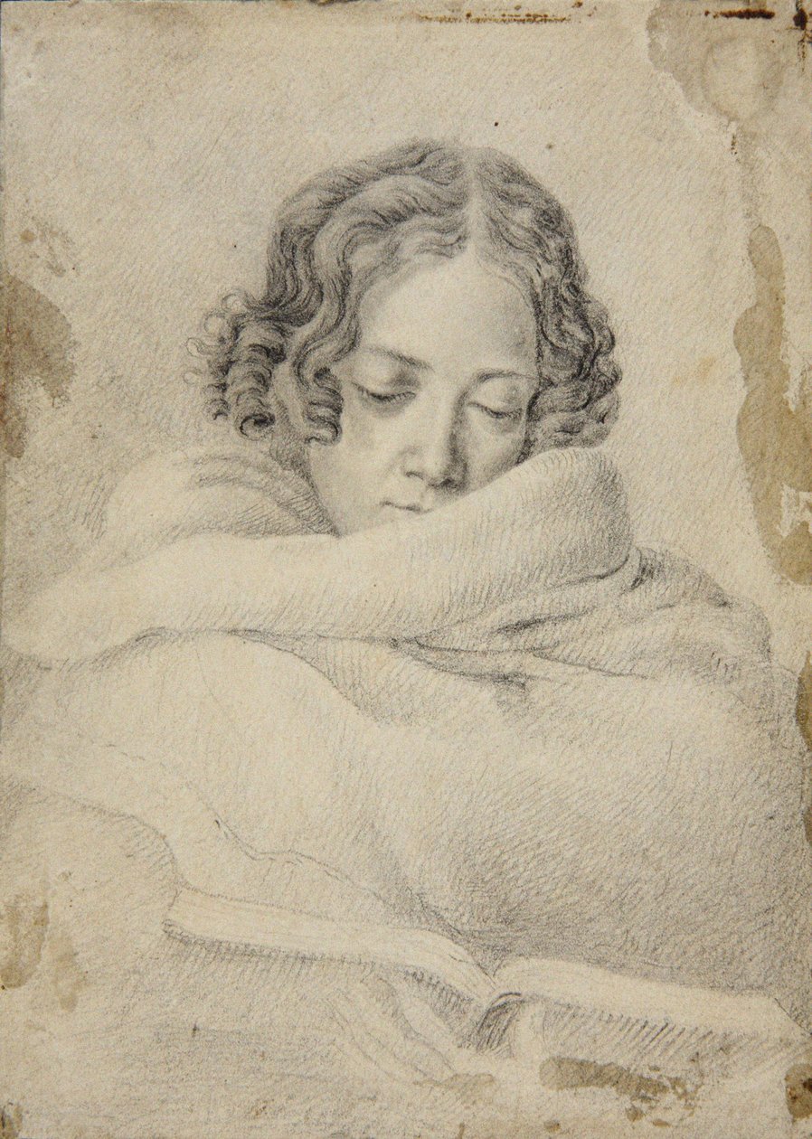 Muotokuva kirjailijasta Bettine von Arnim 1785-1859, os. Brentano, noin 1809. tekijältä Ludwig Emil Grimm