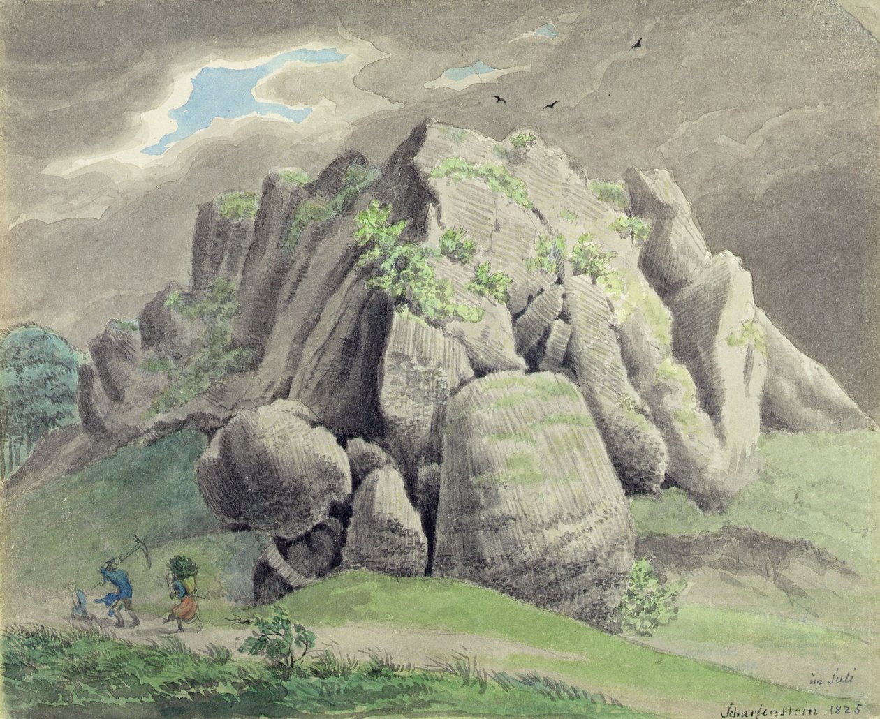 Scharfenstein lähellä Gudensbergiä tekijältä Ludwig Emil Grimm