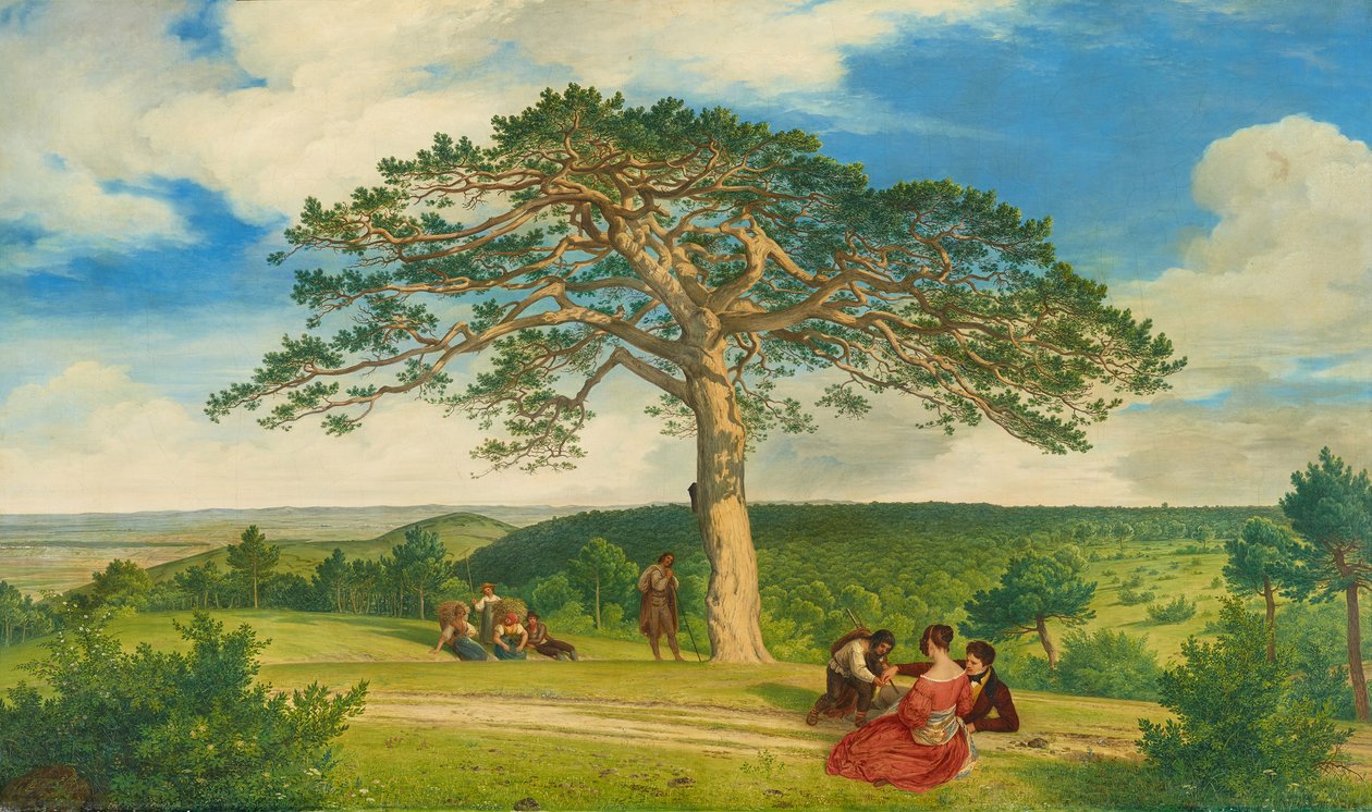 Leveä mänty Brühlin vieressä lähellä Mödlingiä, 1838. tekijältä Ludwig Ferdinand Schnorr von Carolsfeld