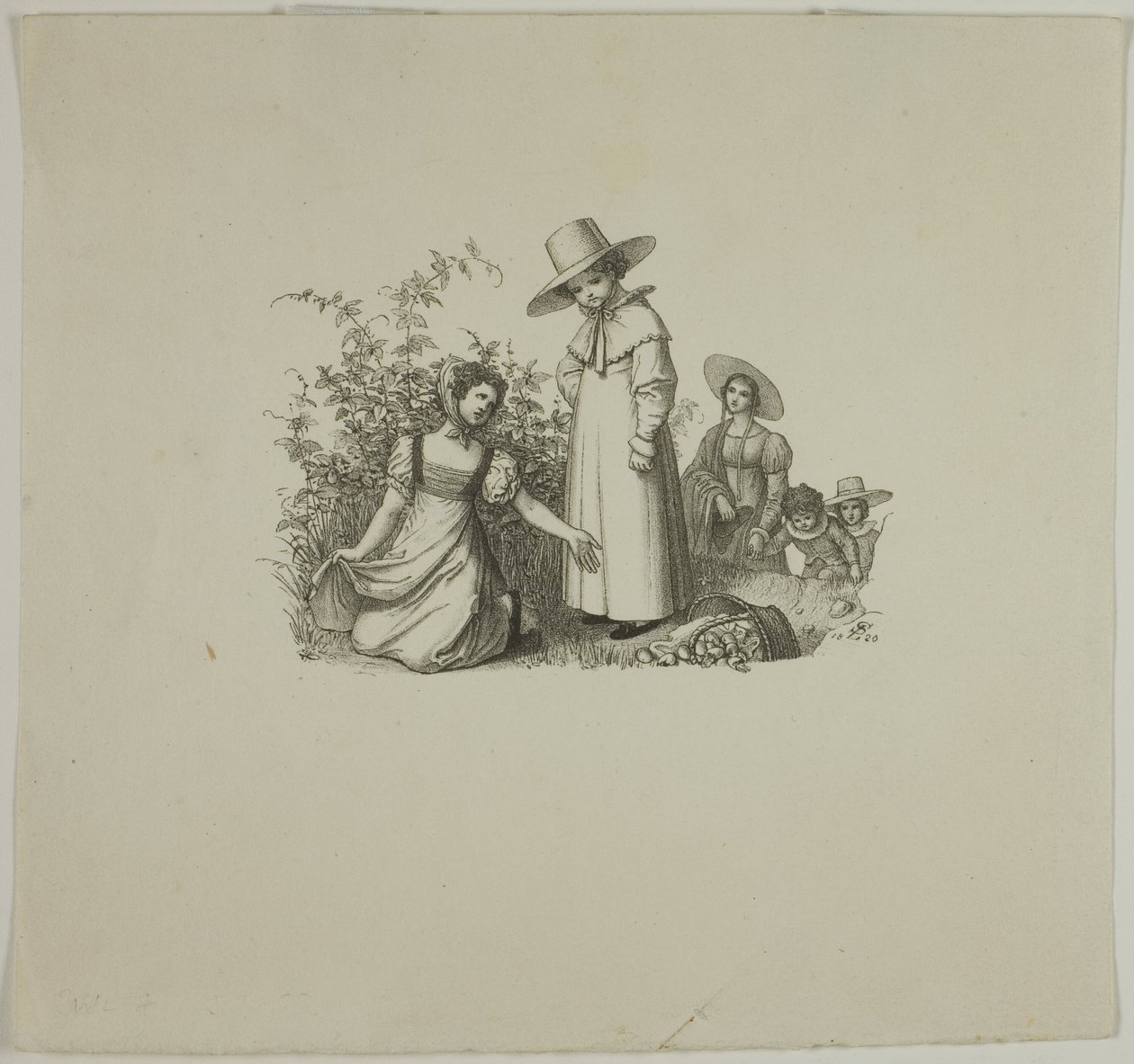 Perhe piknikkorien kanssa tekijältä Ludwig Ferdinand Schnorr von Carolsfeld