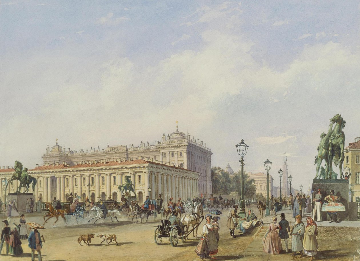 Anichkovin silta Pietarissa, 1847 tekijältä Ludwig Franz Karl Bohnstedt