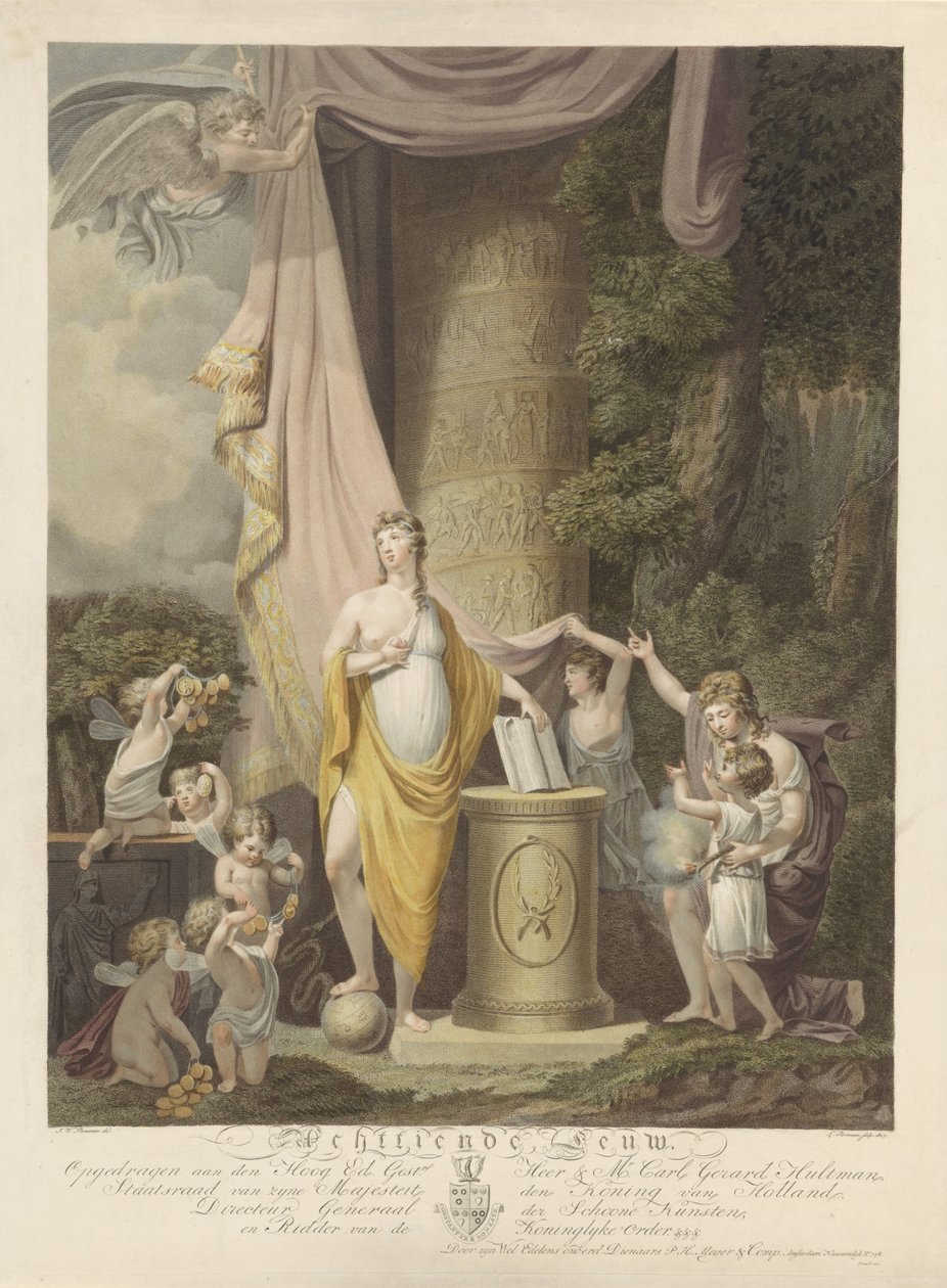 Kuluneen kahdeksastoista vuosisadan allegoria 1700-luku (otsikko esineessä) tekijältä Ludwig Gottlieb Portman