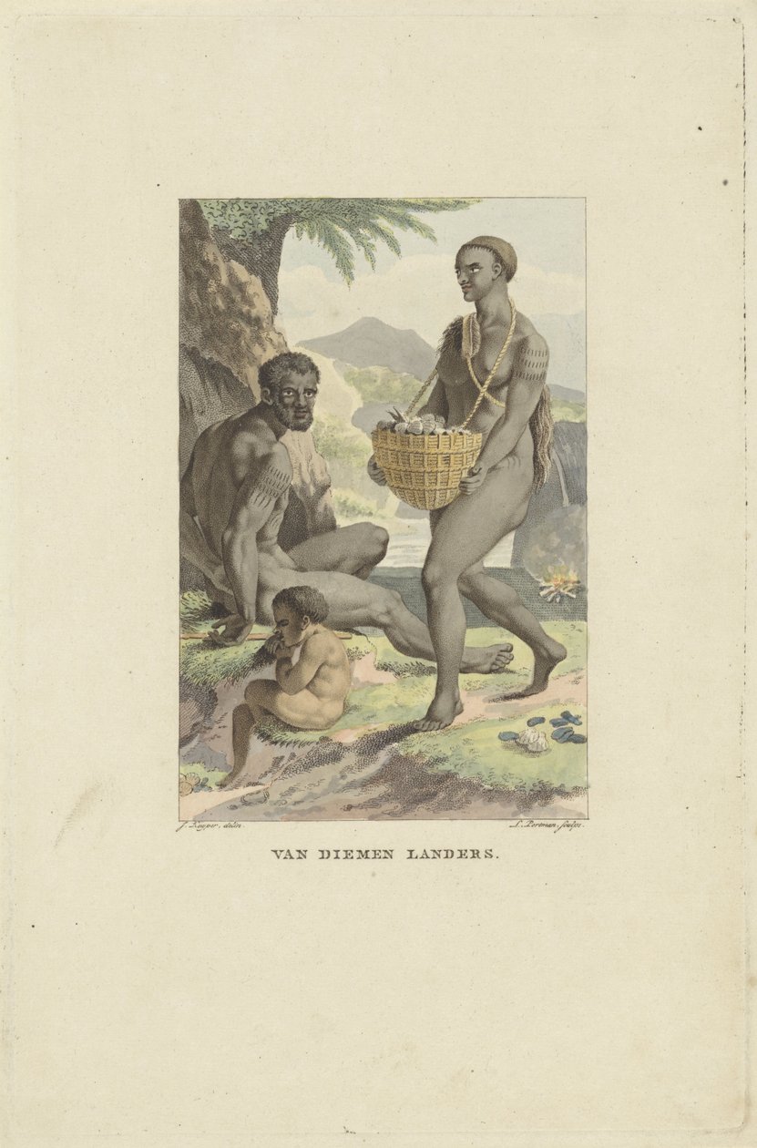 Tasmanian ihmiset Van Diemen Landers (otsikko esineessä) tekijältä Ludwig Gottlieb Portman