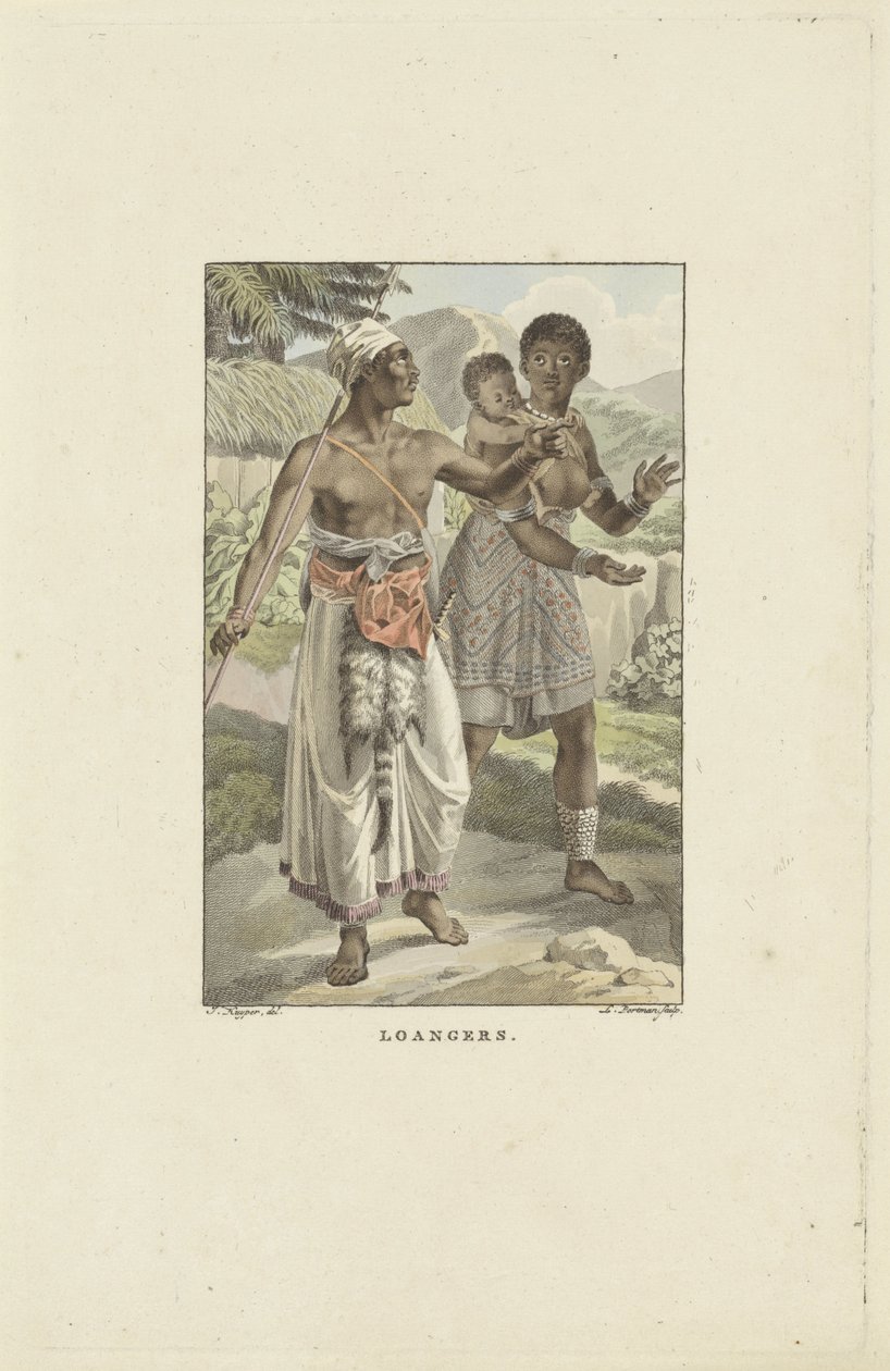 Loango-Angolan rannikon asukkaat Loangers (otsikko esineessä) tekijältä Ludwig Gottlieb Portman