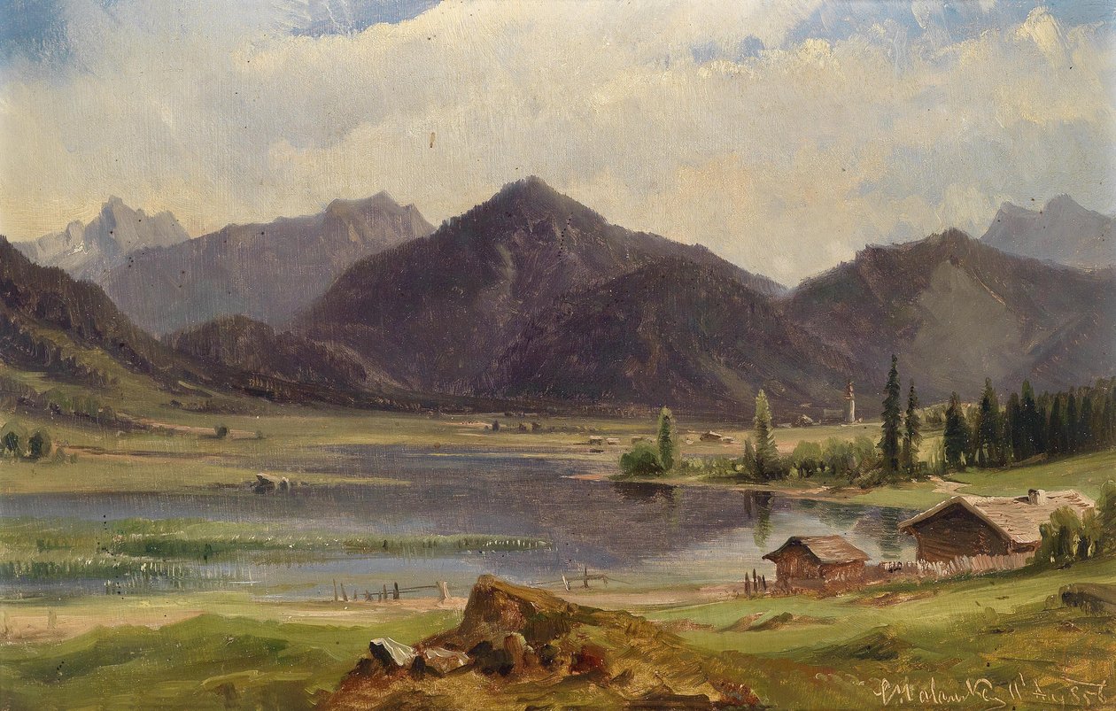 Plansee Tirolissa, selässä olevan etiketin mukaan. tekijältä Ludwig Halauska