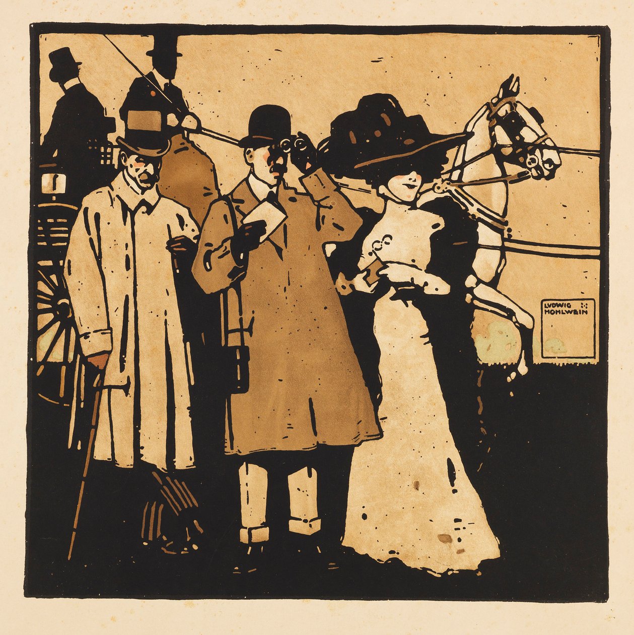 Portfolio Turfista. Kaksitoista hevoskilpailukuvaa, 1909. tekijältä Ludwig Hohlwein