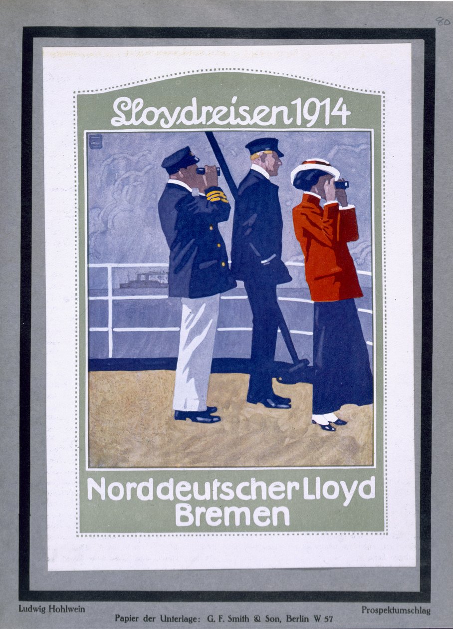 Juliste, jossa näkyy risteilyaluksen kansi tekijältä Ludwig Hohlwein