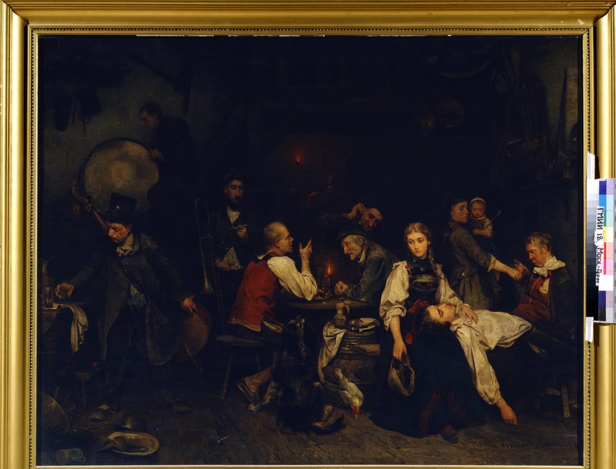Lendemain de fete (juhlan jälkeinen aamu). Ludwig Knausin (1829-1910) maalaus tekijältä Ludwig Knaus