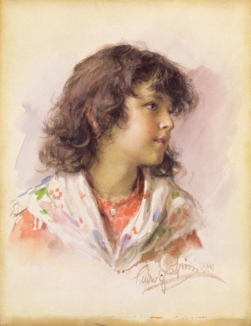 Tytön pää, 1886 tekijältä Ludwig Passini