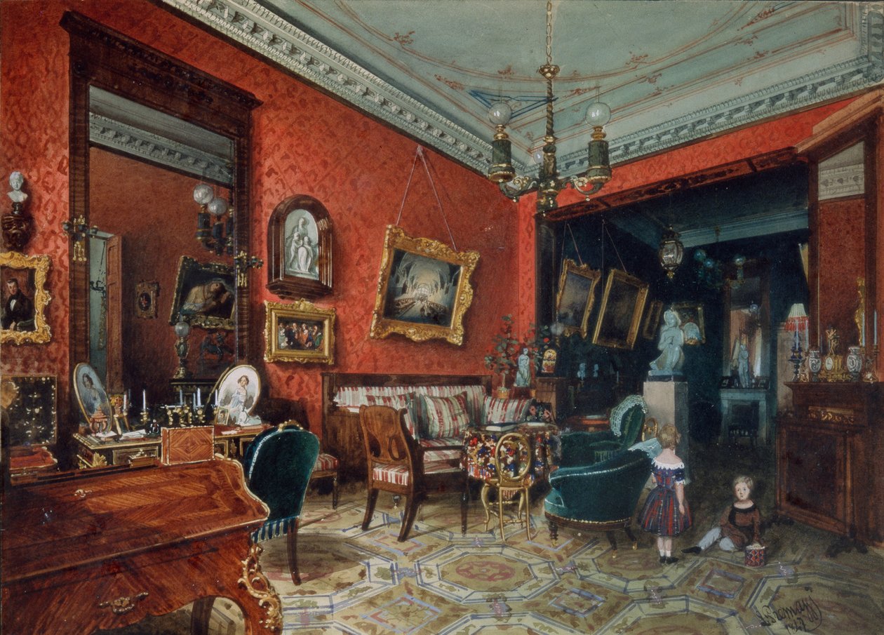Olohuone, 1840-luku tekijältä Ludwig Premazzi