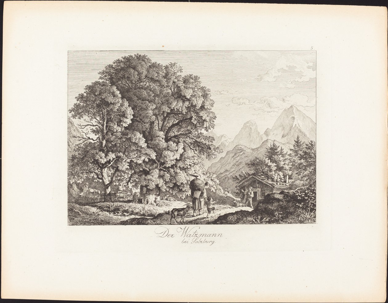 Watzmann lähellä Salzburgia tekijältä Ludwig Richter