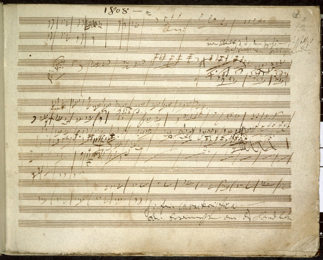 Lisätä. 31766, f.2 Sinfonia nro 6 F-duuri op. 68, joka tunnetaan myös nimellä Pastoraalinen sinfonia (muste paperille) tekijältä Ludwig van Beethoven