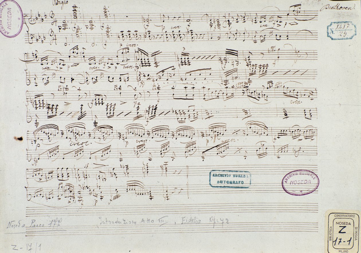 "Fidelion" -musiikkisivu: III näytöksen alku tekijältä Ludwig van Beethoven