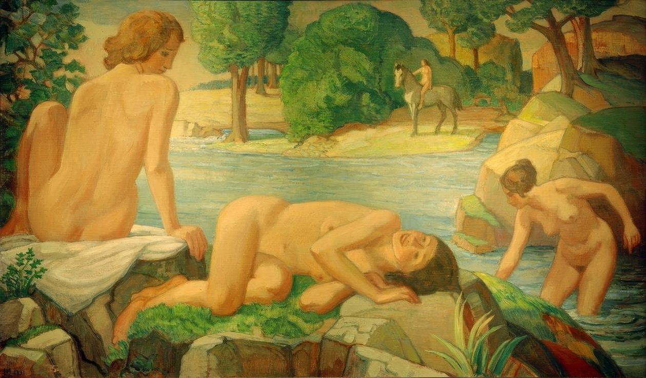 Kesä (naiset lammen rannalla) tekijältä Ludwig von Hofmann